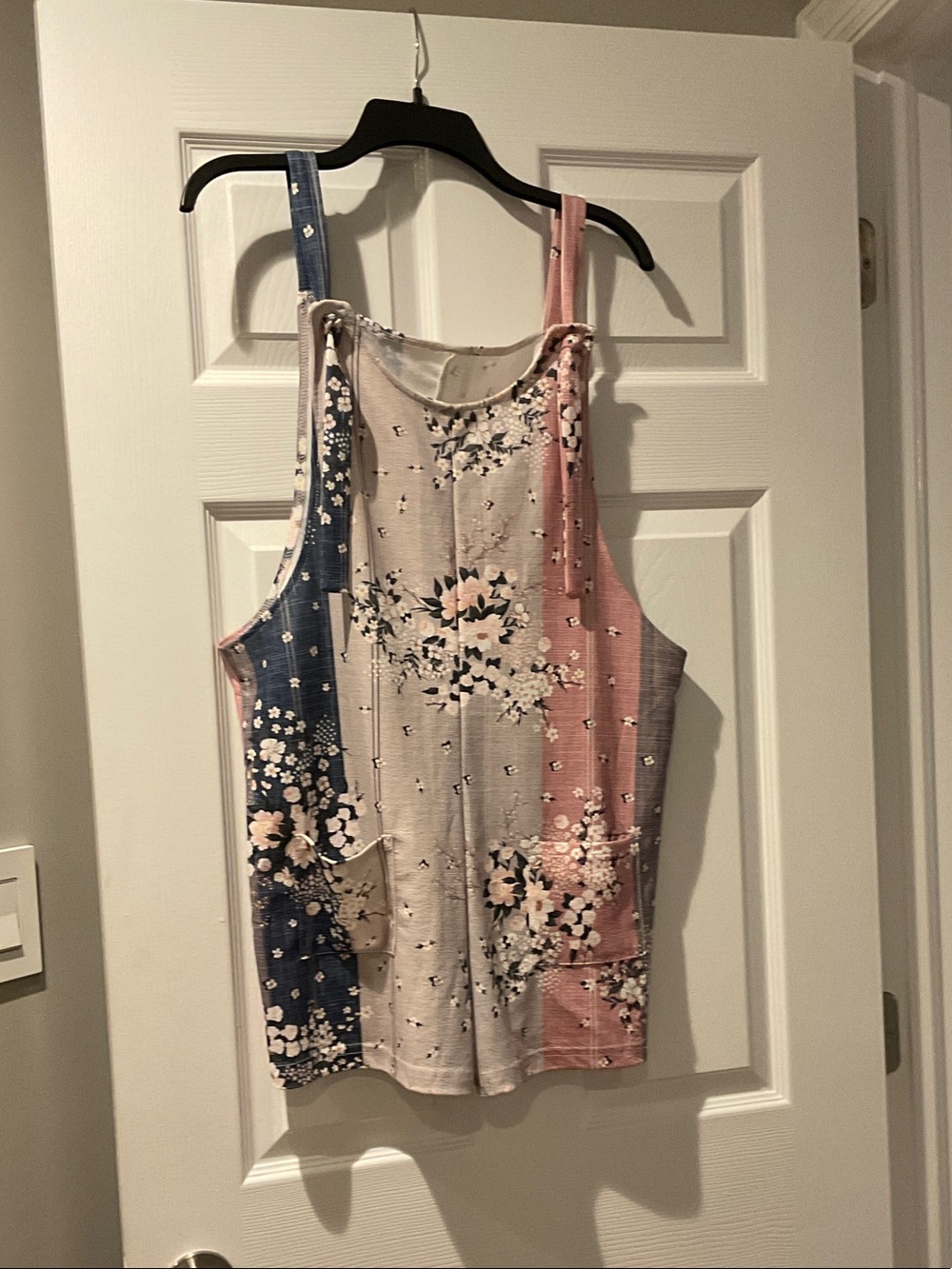 Floral Colorblock Tank Top in Blue, Pink & Cream